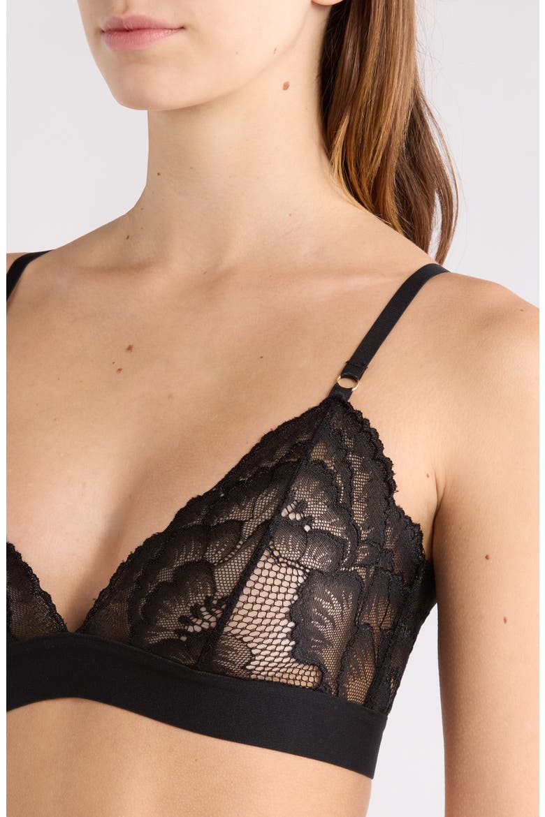 Floral Lace Triangle Bralette, Alternate, color, BLACK