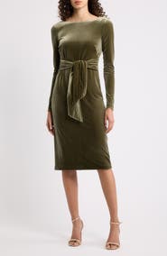 Eliza J Bateau Neck Velvet Sheath Dress