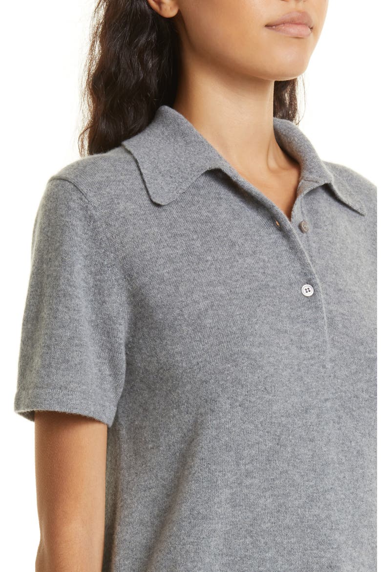 Milos Cashmere Polo Sweater, Alternate, color, LIGHT GREY MELANGE