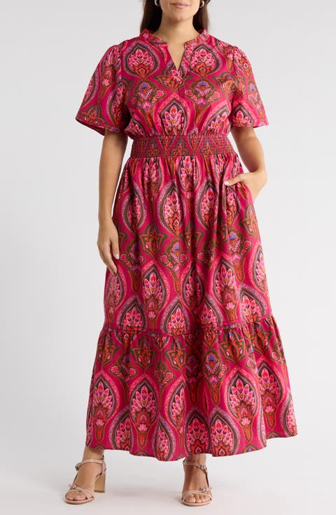 Azura Paisley Belraj Tiered Cotton Maxi Dress (Plus)