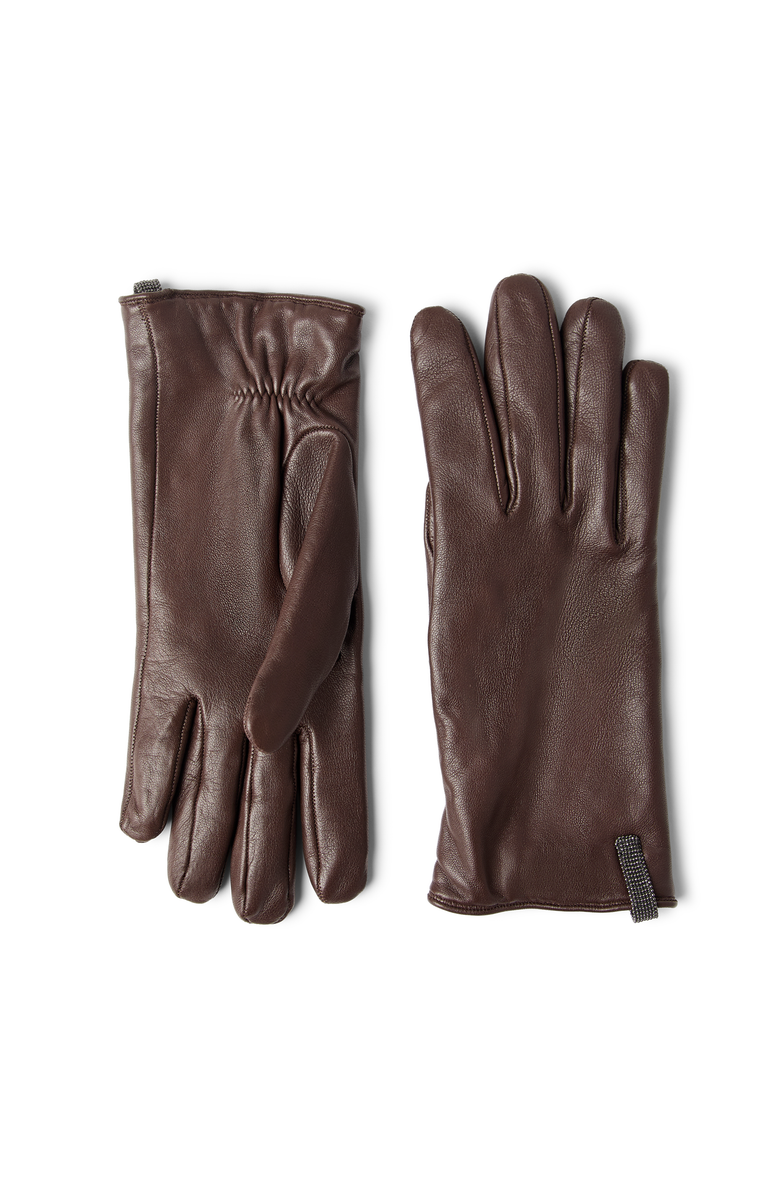 Brunello Cucinelli Nappa leather gloves, Main, color, Rust Brown