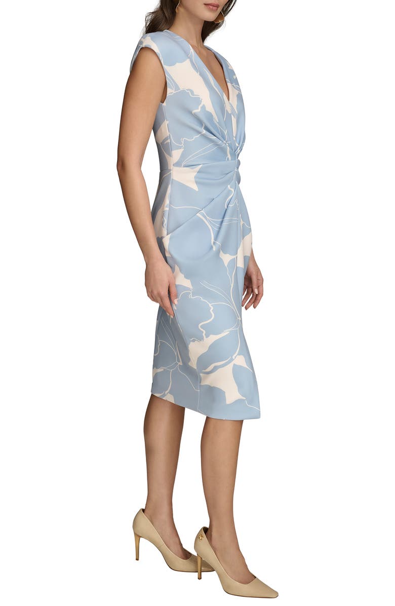 Donna Karan New York Center Ruched Floral Dress, Alternate, color, Glacial Blue/ Ivory