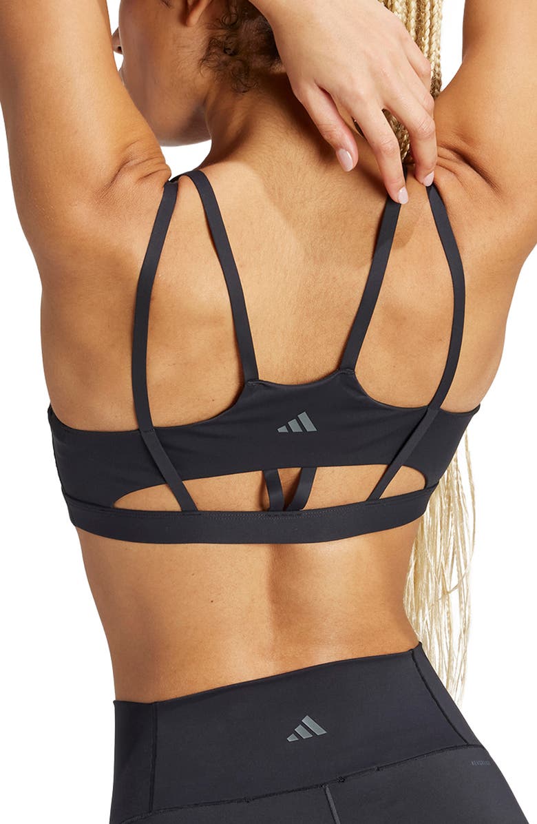 adidas All Me Luxe Cutout Spots Bra, Alternate, color, Black