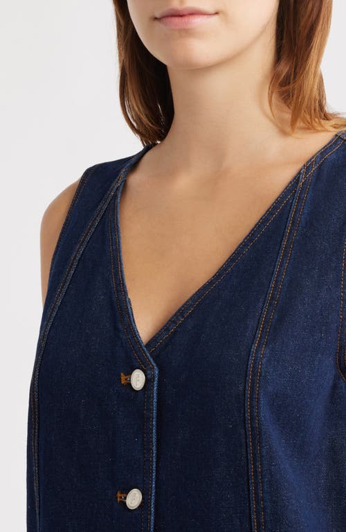 Frnch Nala Denim Tank Dress In Blue