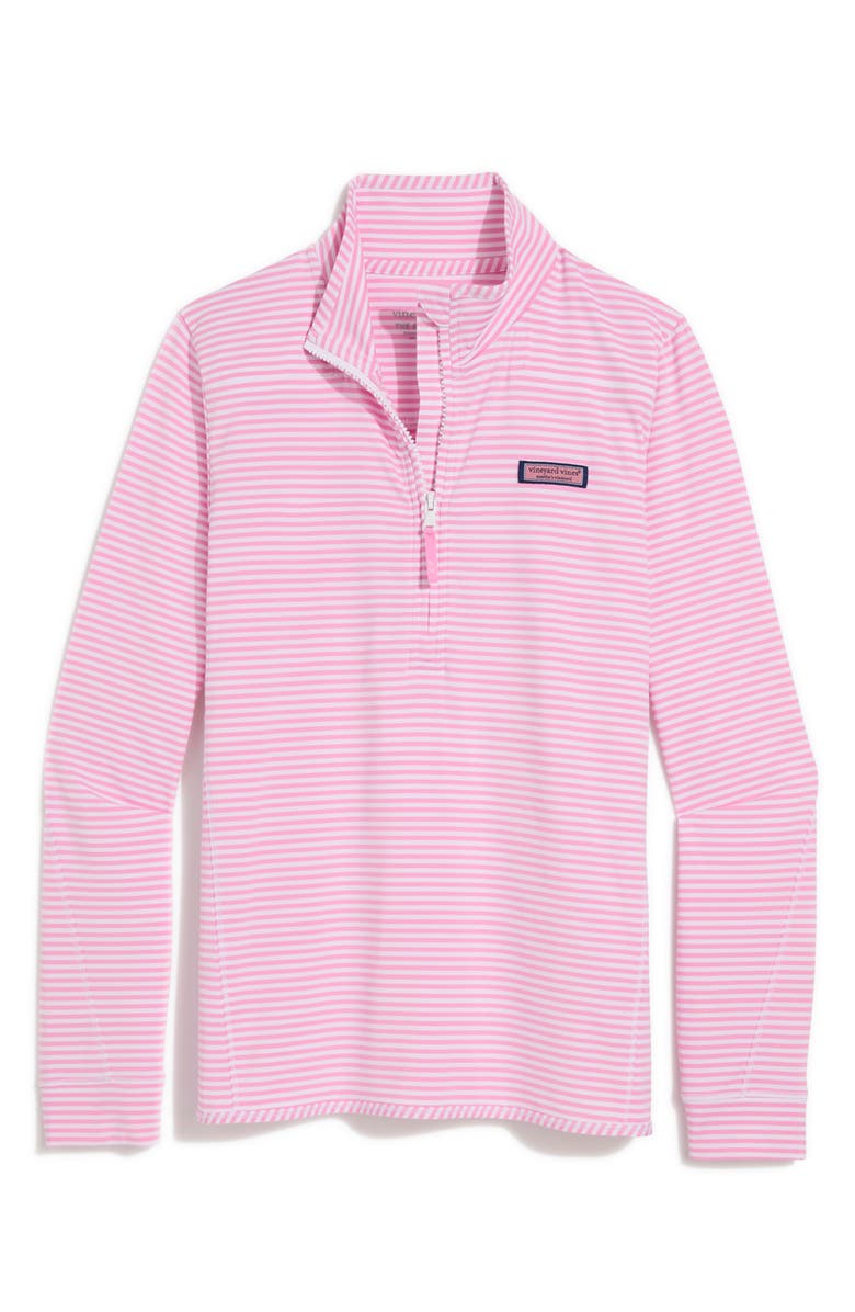 vineyard vines Microstripe Sankaty Half Zip Shep Shirt, Main, color, Cotton Candy Stripe
