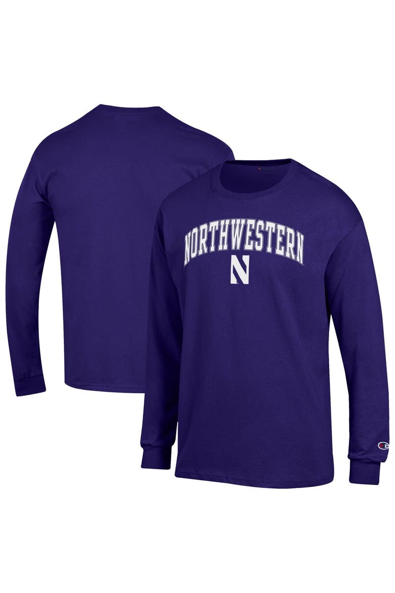 Men's Champion  Purple Northwestern Wildcats Arch Over Logo Long Sleeve T-Shirt, Main, color, Purple