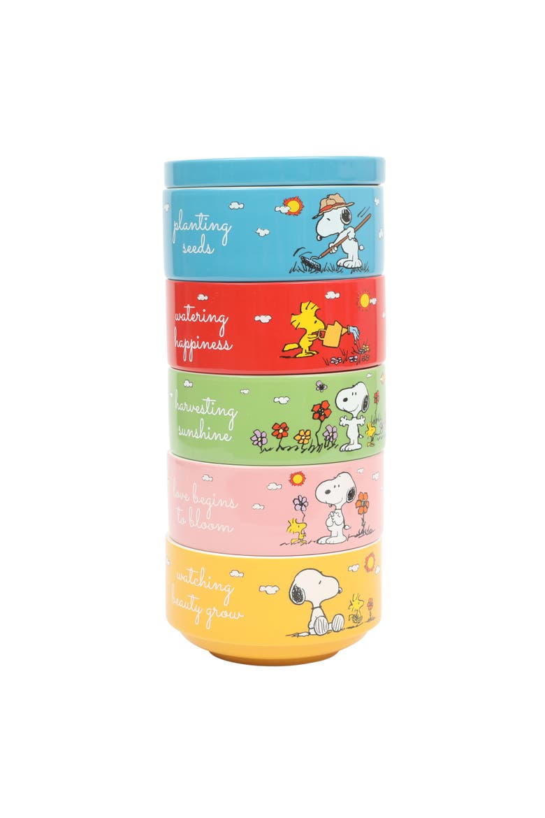 Snoopy's Garden Patch Stackable Stoneware Bowl Set, Main, color, Assorted Colors