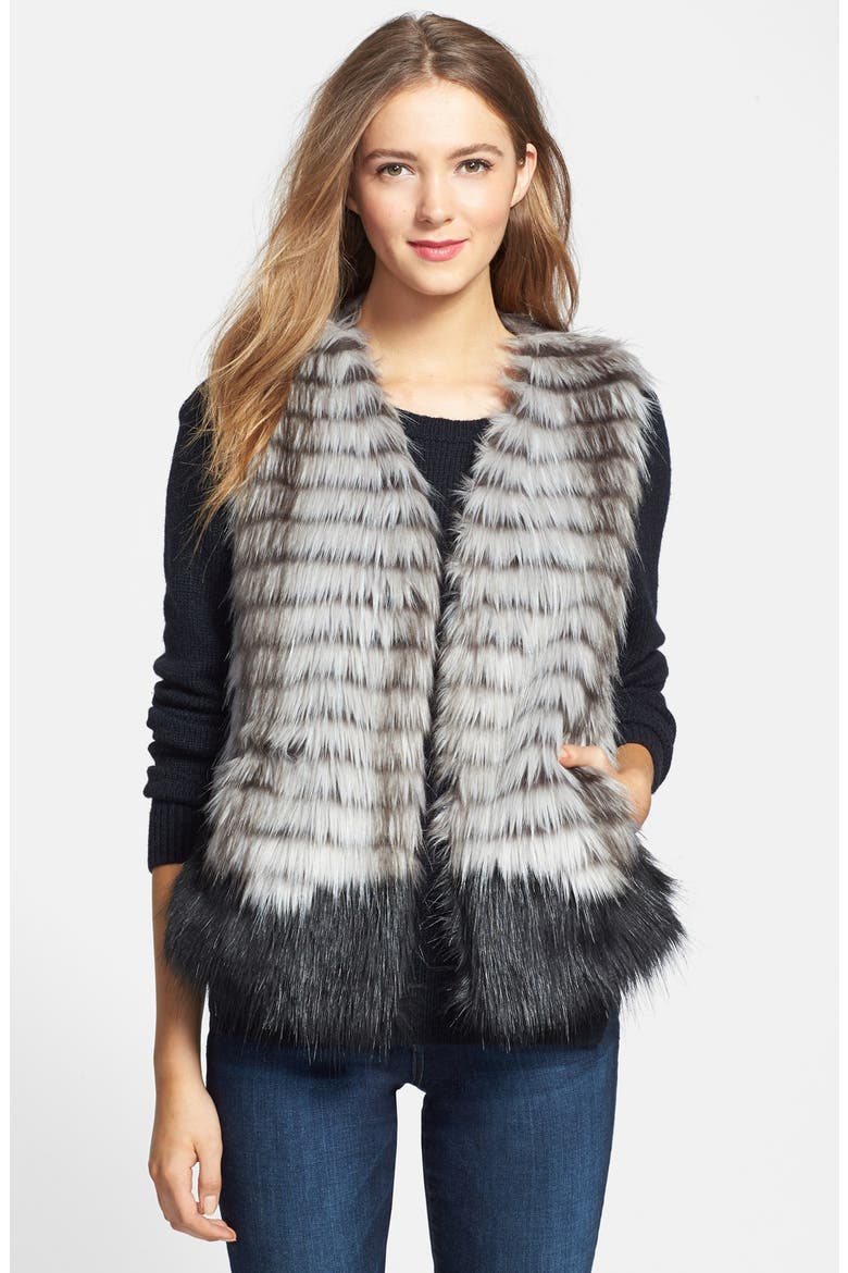 Two-Tone Faux Fur Vest, Main, color, BLACK