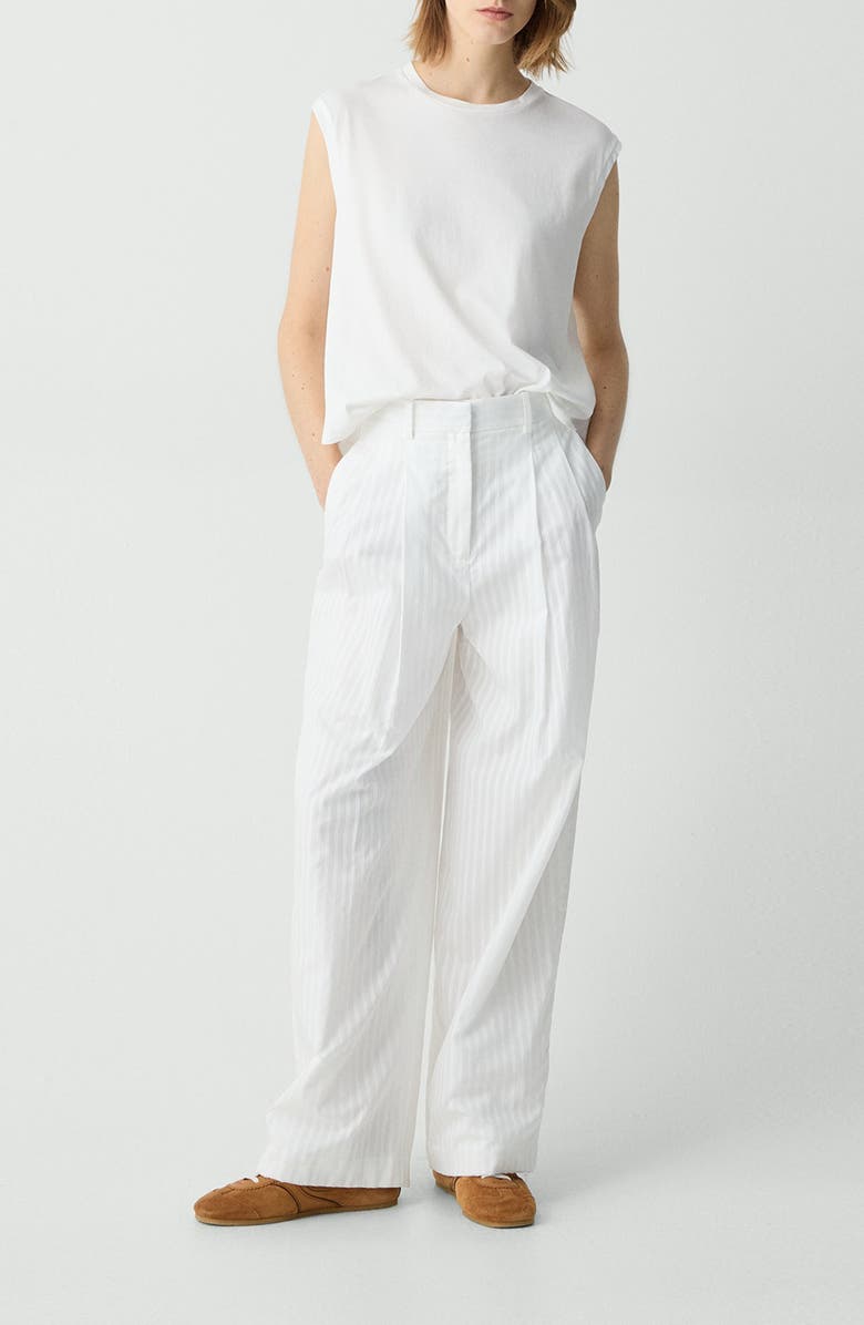 Theory Pleated Wide Leg Pants, Alternate, color, White