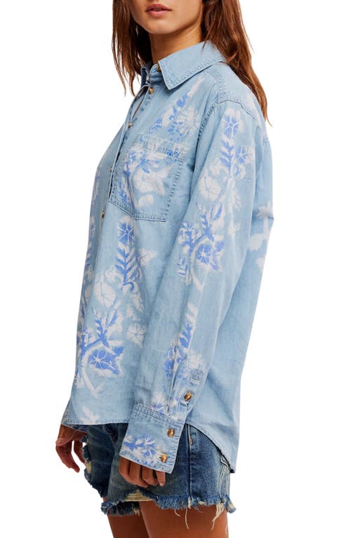 Free People Airbrushed Blossom Denim Shirt