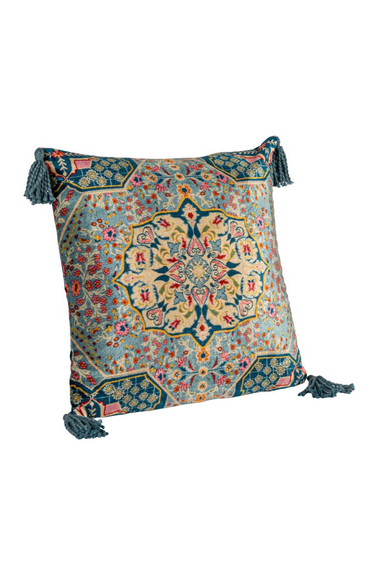 Storied Home Tasseled Elegance Velvet Pillow, Multicolor, Main, color, Blue