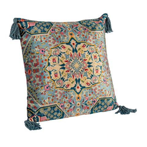 Tasseled Elegance Velvet Pillow, Multicolor