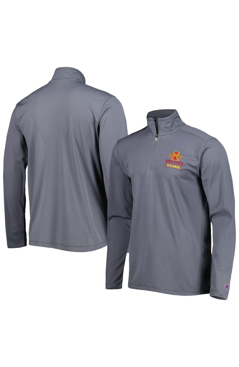 Champion Men's Champion Gray Iowa State Cyclones Textured Quarter-Zip Jacket, Main, color, 