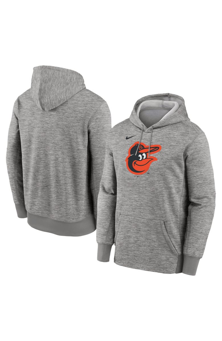 Nike Men's Nike Heather Gray Baltimore Orioles Primary Logo Therma Hoodie, Main, color, Heather Gray