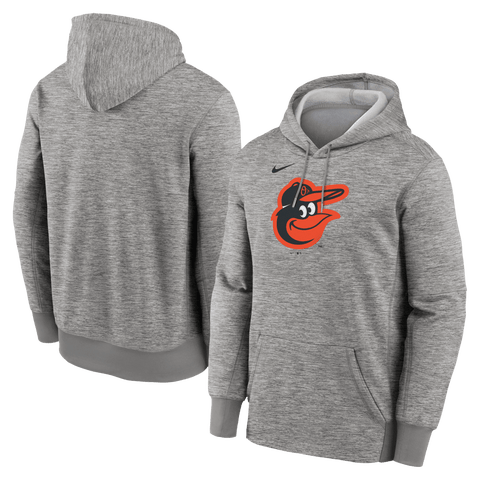 Men's Nike Heather Gray Baltimore Orioles Primary Logo Therma Hoodie