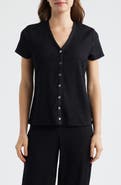 AK ANNE KLEIN Crepe Button-Up Shirt