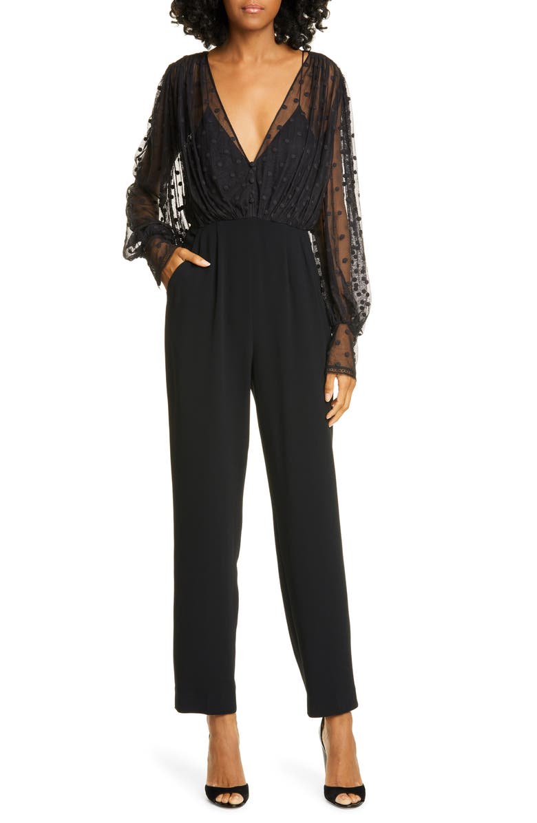 SALONI Bernadette Tulle & Crepe Jumpsuit, Main, color,