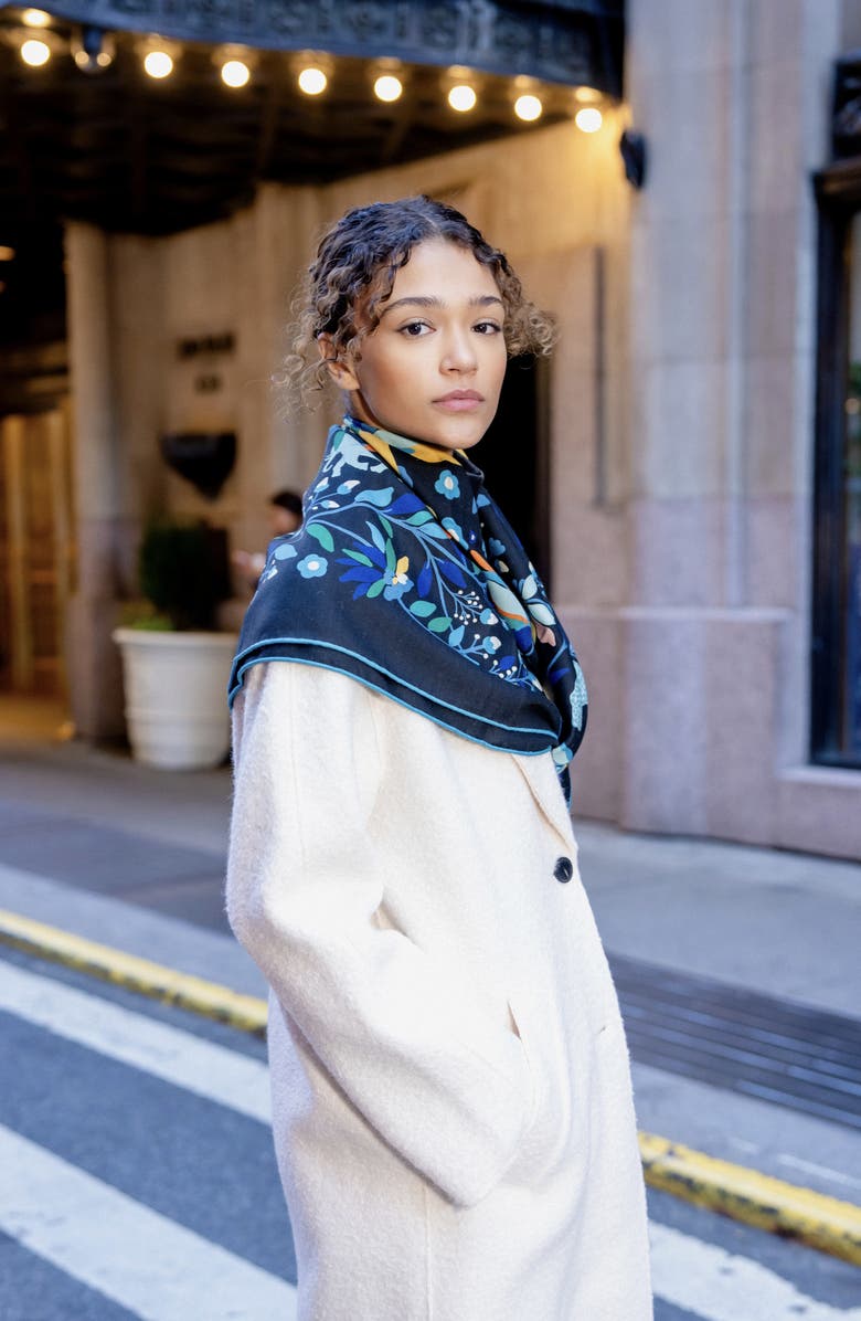 Jessie Zhao New York Double Sided Wool Silk Scarf Of Night Jungle Reverie, Alternate, color, 