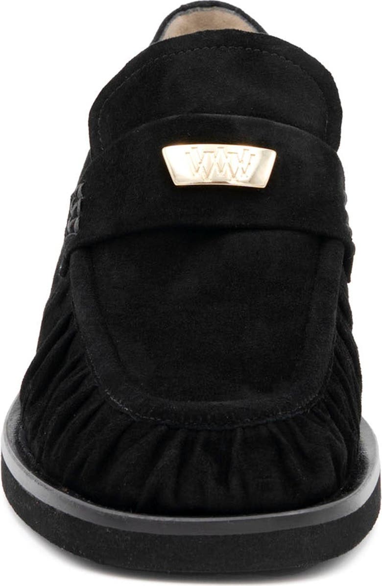 Valentina Rangoni Cortina Block Heel Loafer, Alternate, color, Black