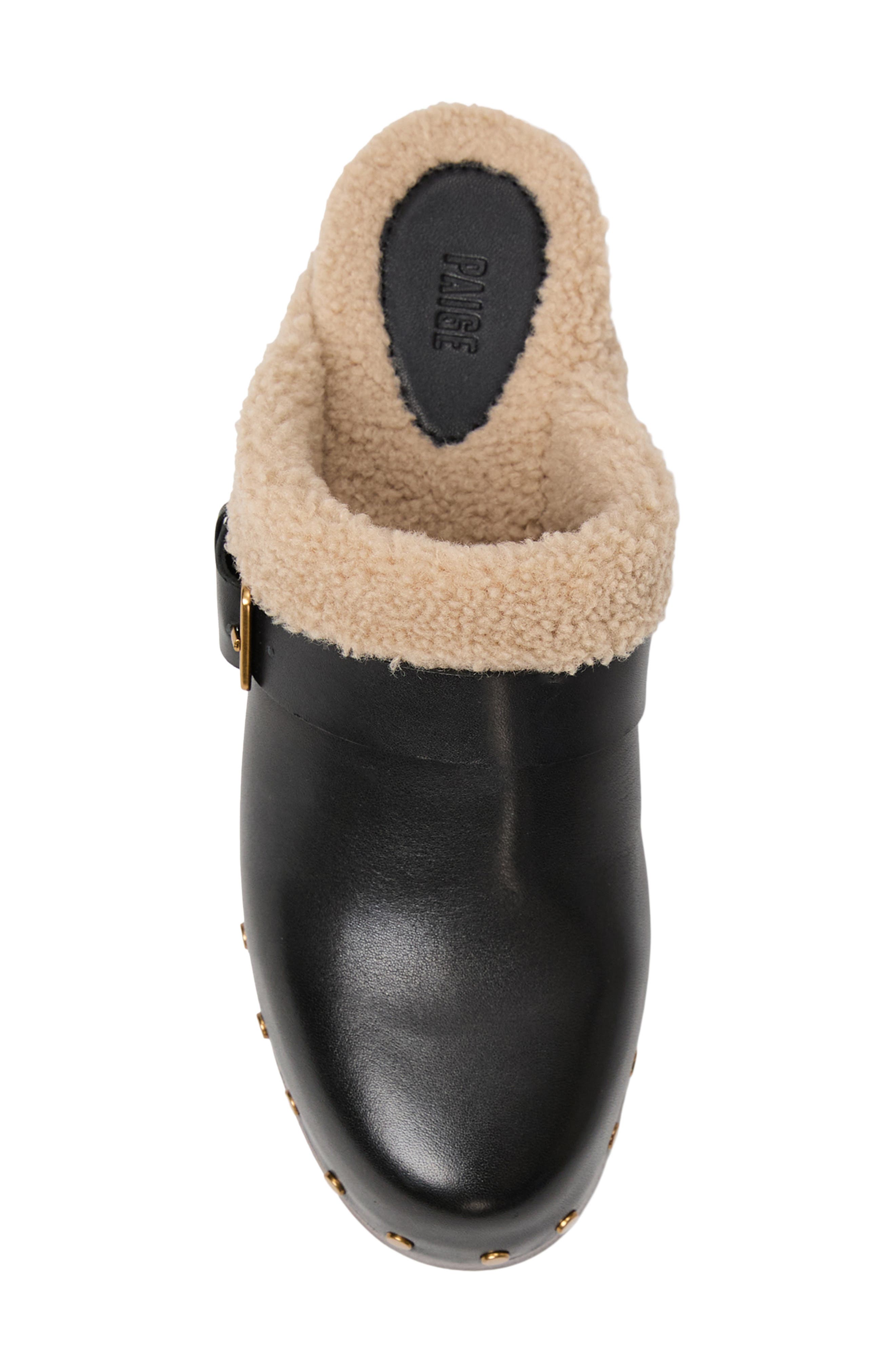 PAIGE Helena Faux Shearling Clog, Alternate, color, Black
