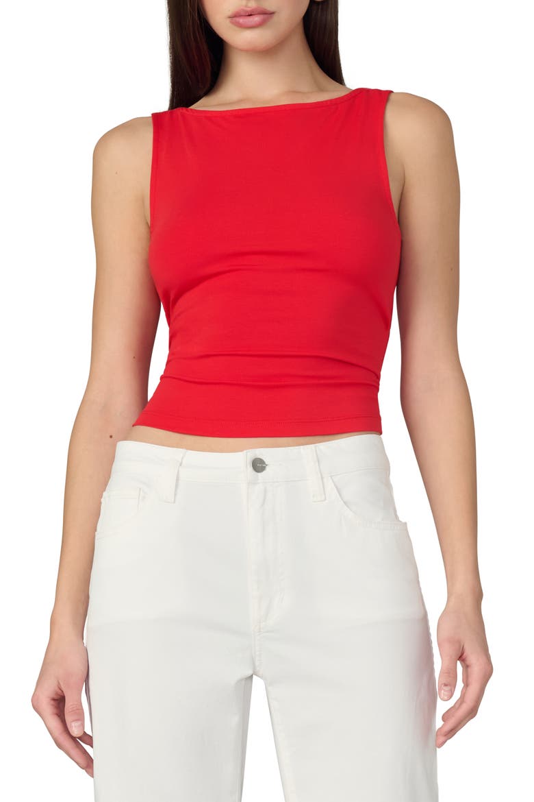 Boatneck Tank Top, Main, color, CHERRY RED