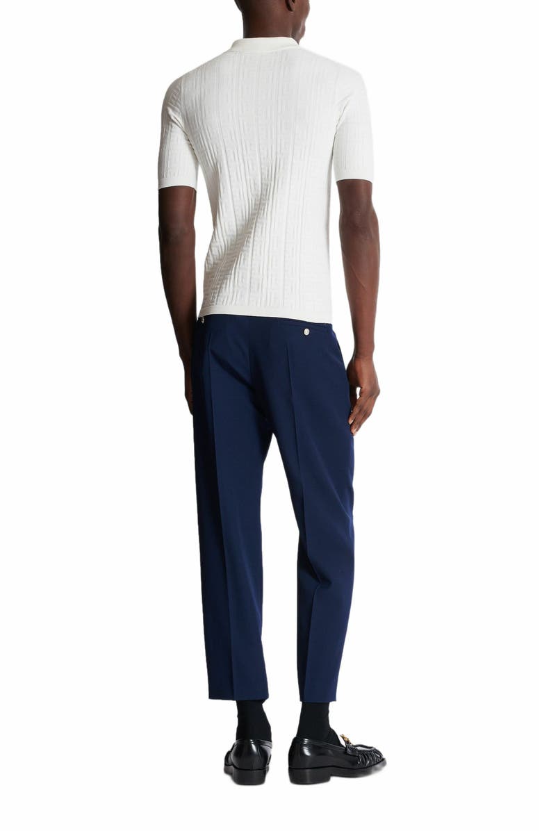 Balmain Monogram Knit Polo Shirt, Alternate, color, White