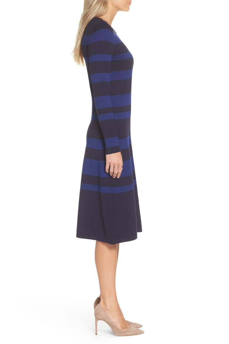 Stripe Midi Dress, Alternate, color, NAVY