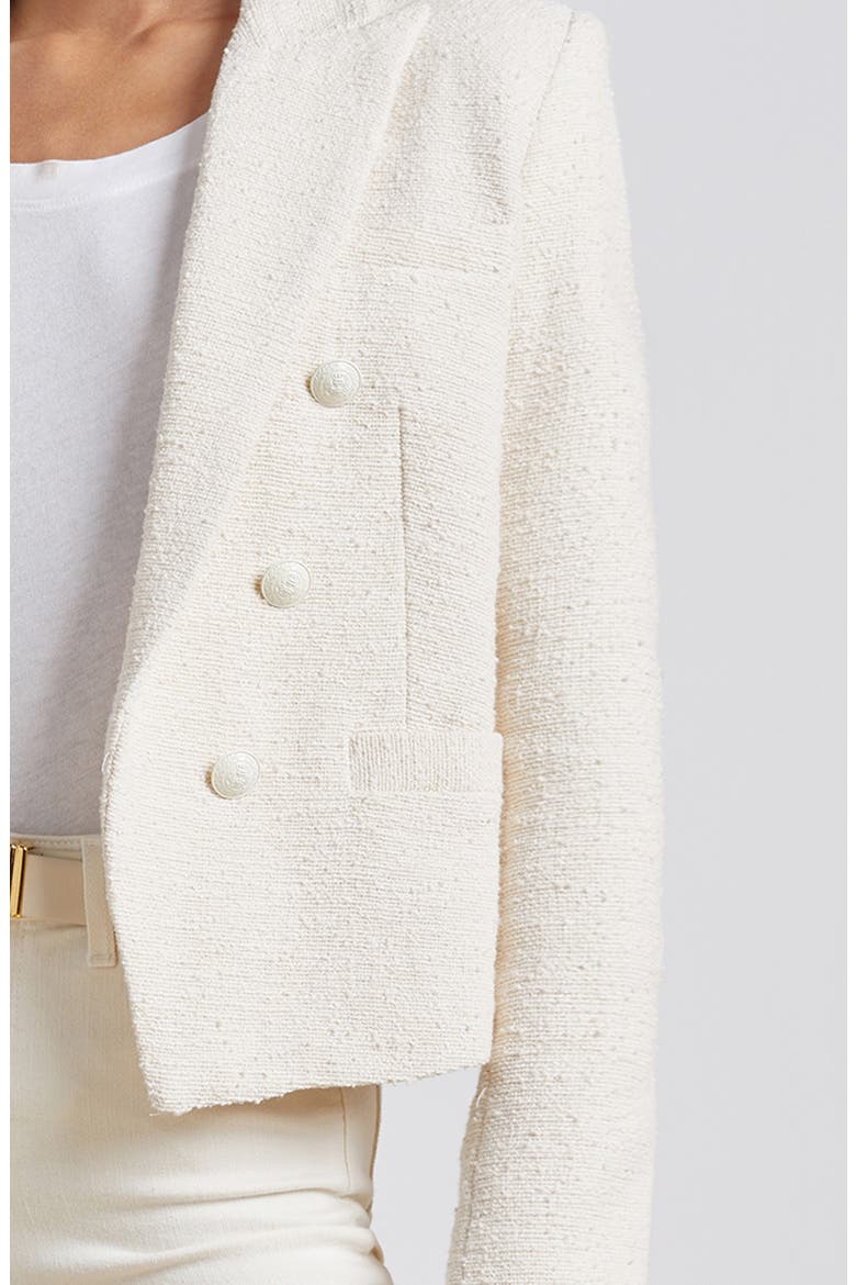 Brooke Double Breasted Crop Cotton Blend Blazer, Alternate, color, ECRU