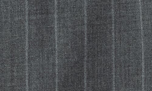 Eterna Modern Fit Fine Merino Wool Chalk Stripe Button Front Shirt In Gray