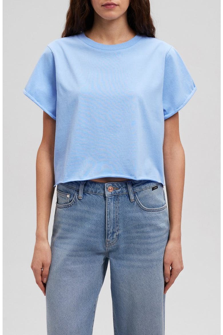 Oversize Raw Hem Crop T-Shirt, Main, color, VISTA BLUE