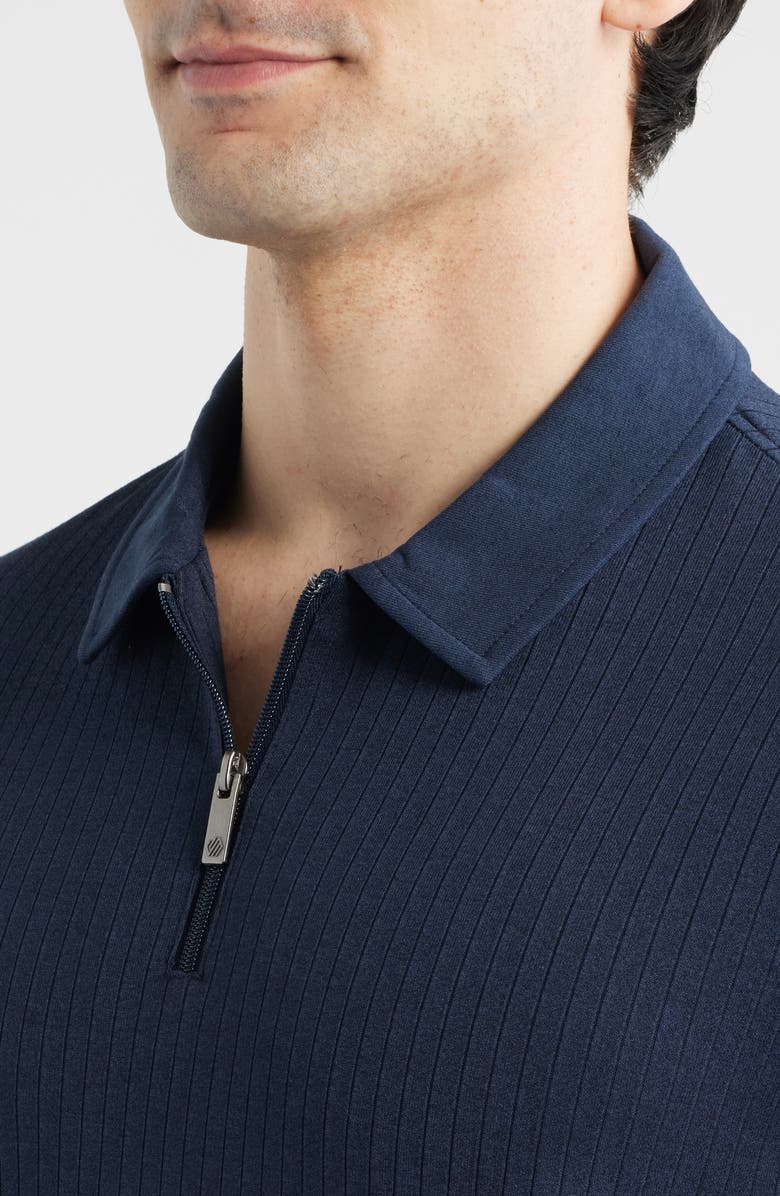 Johnston & Murphy Finn Rib Zip Polo, Alternate, color, Navy