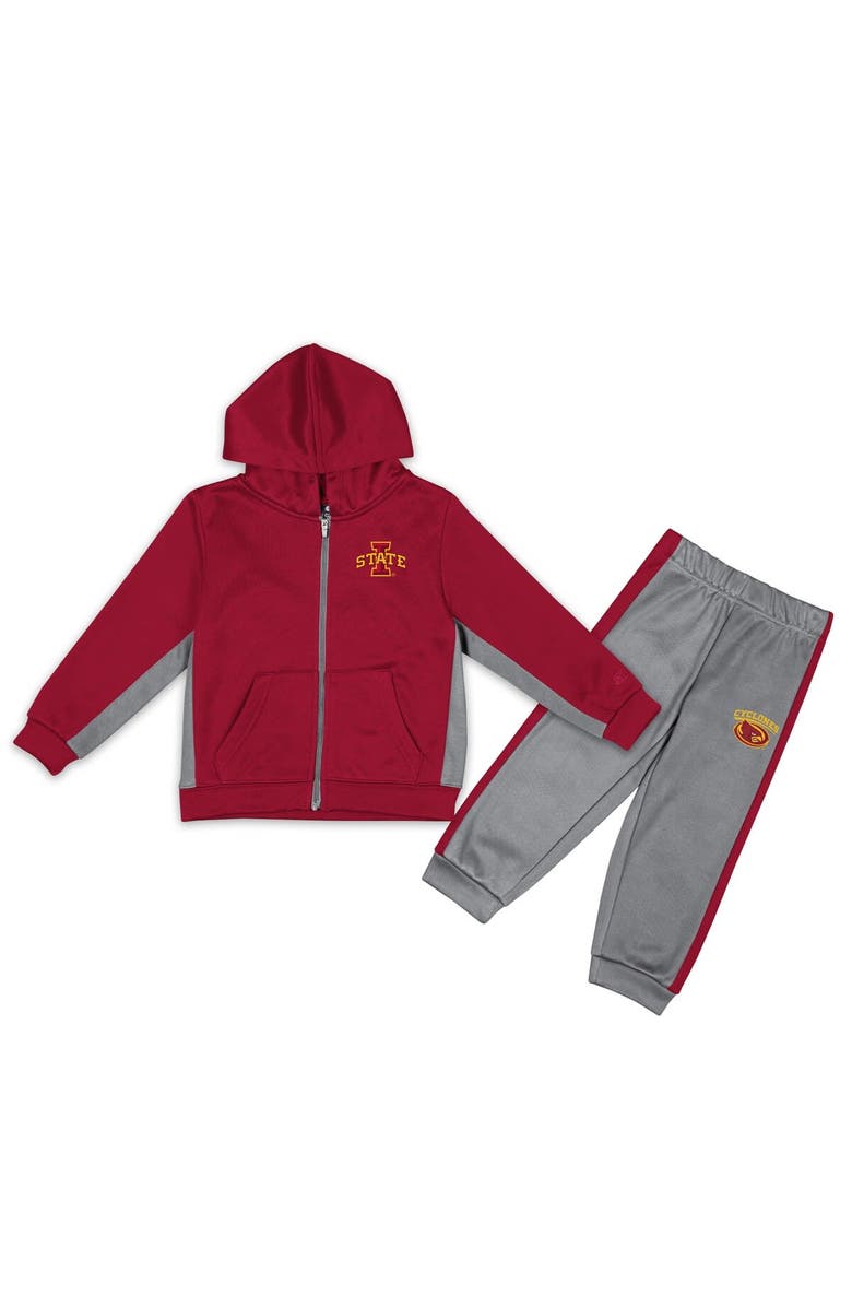 COLOSSEUM Toddler Colosseum Cardinal/Gray Iowa State Cyclones Shark Full-Zip Hoodie Jacket & Pants Set, Main, color, 