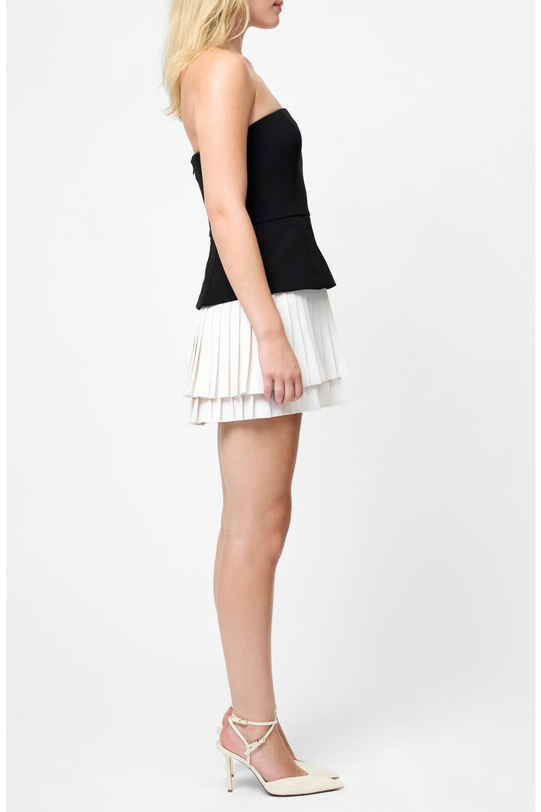 Azra Strapless Mixed Media Minidress, Alternate, color, BLACK PORCELAIN CREAM