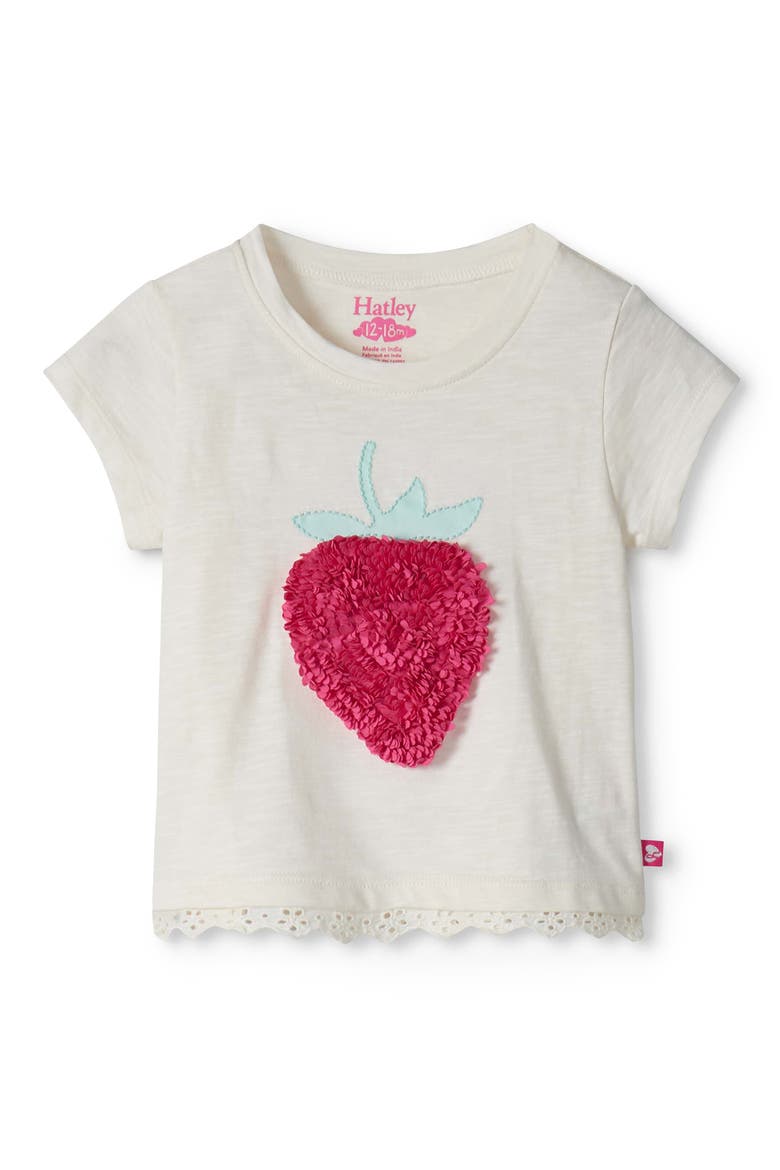 Kids' Raspberry Appliqué T-Shirt & Shorts, Alternate, color, NATURAL