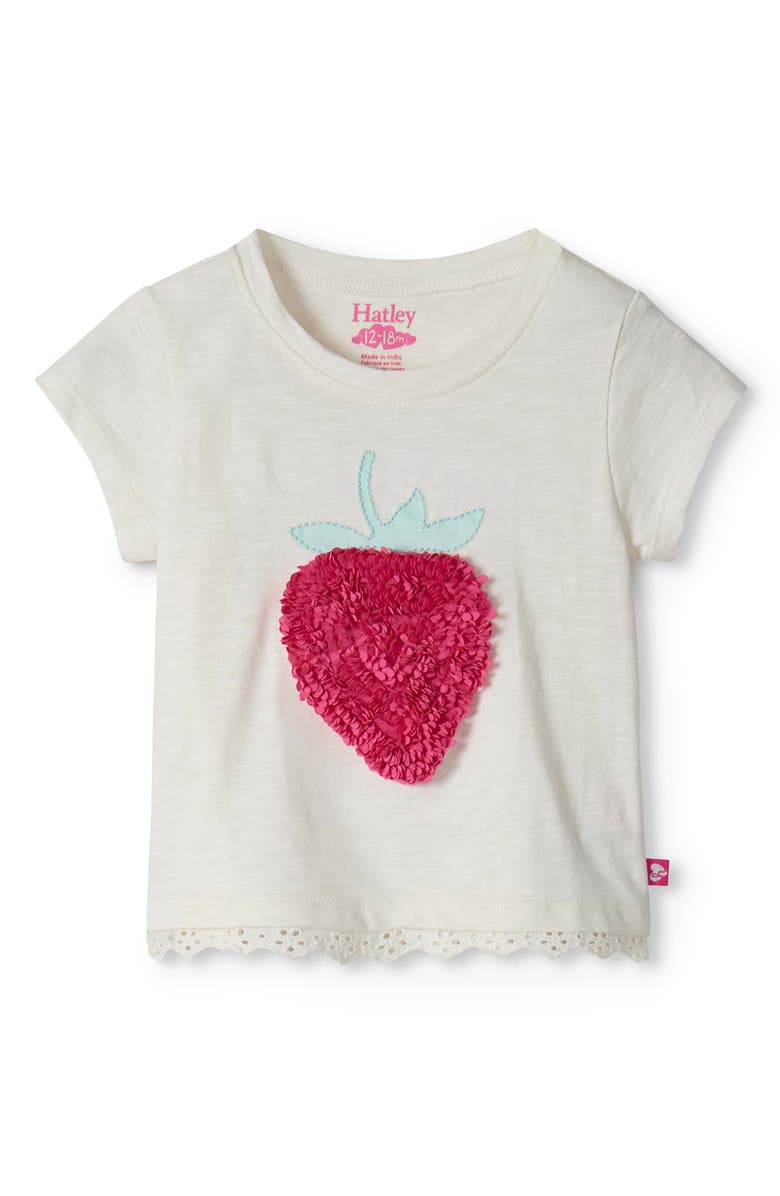 Hatley Kids' Raspberry Appliqué T-Shirt & Shorts, Alternate, color, Natural