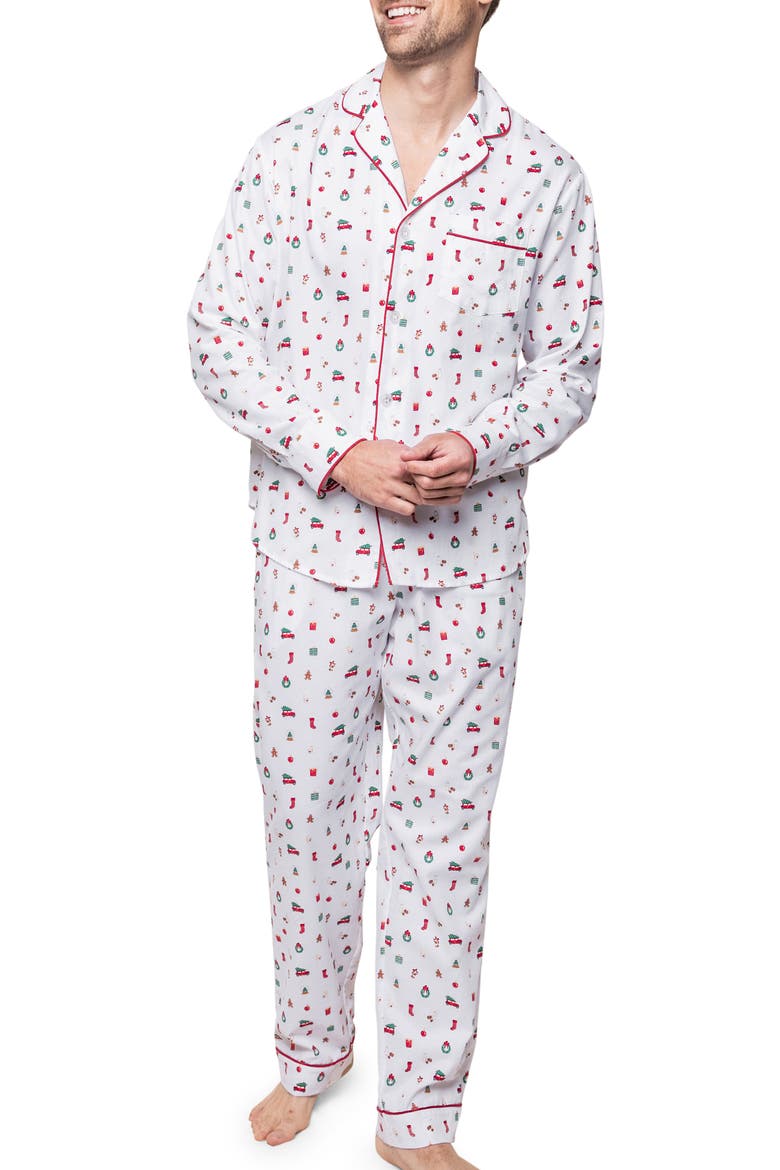 Winter Nostalgia Cotton Twill Pajamas, Main, color, WHITE