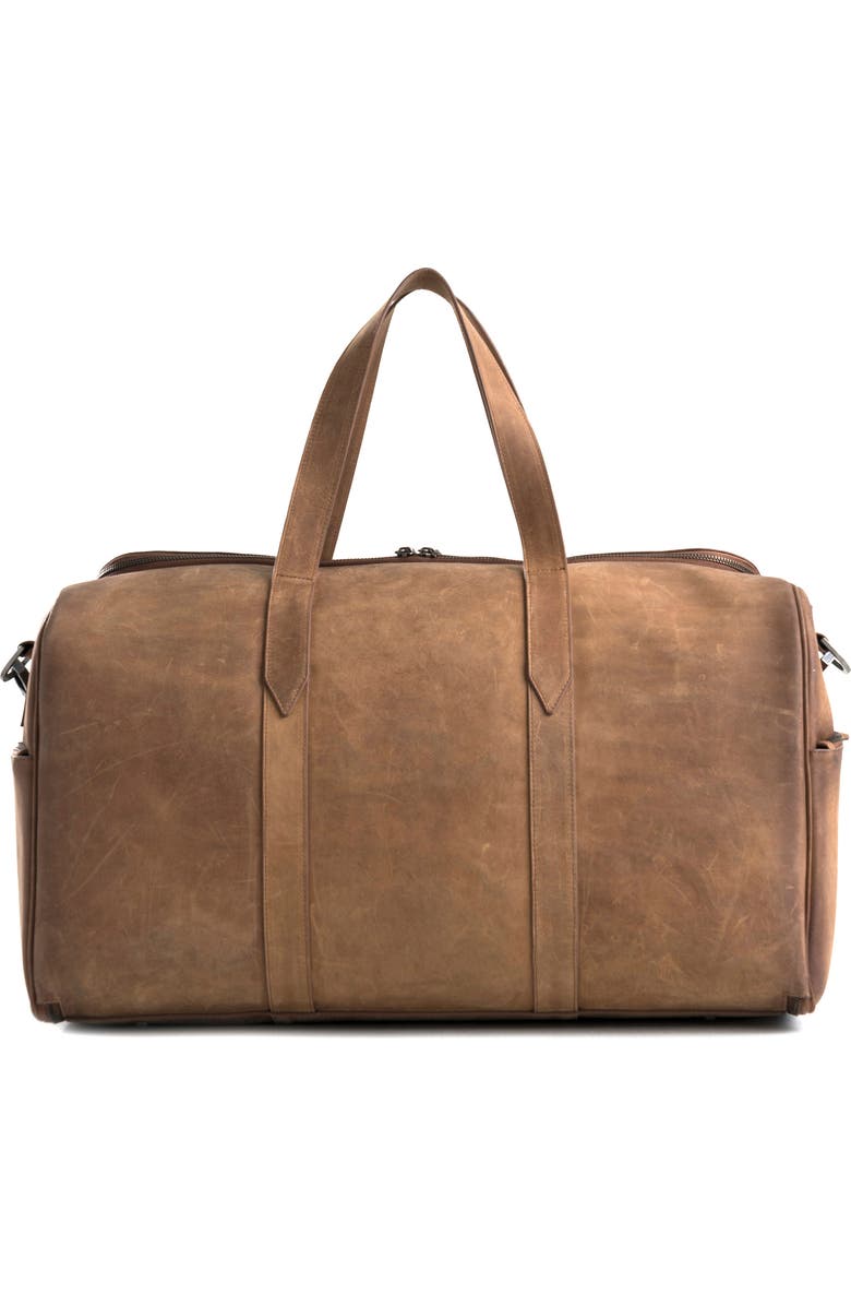 Velez Brown Top Grain Leather Garment Bag With Shoe Compartment, Main, color, Brown