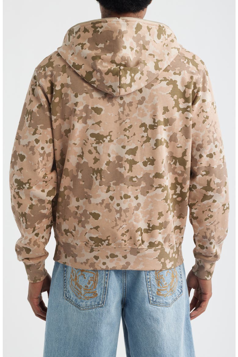 Camouflage Cotton Zip Front Graphic Hoodie, Alternate, color, DOESKIN