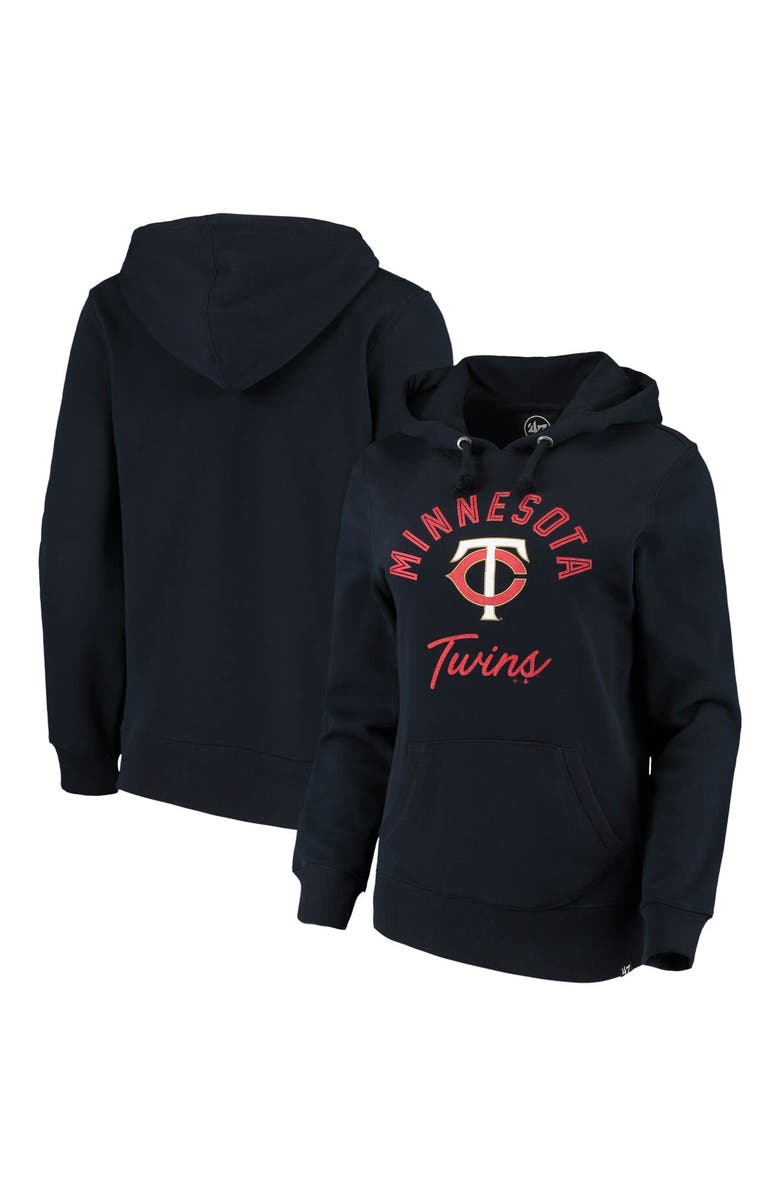 '47 Women's '47 Navy Minnesota Twins Hollow Script Headline Pullover Hoodie, Main, color,