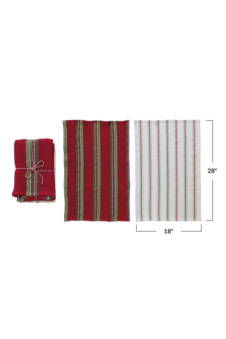 Artisan Stripe Cotton Tea Towel Set with Mango Wood Board, Alternate, color, Multicolor