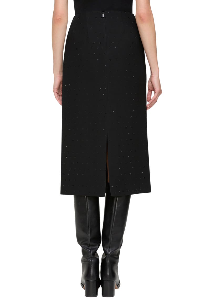 Crystal Embellished Wool & Silk Pencil Skirt, Alternate, color, BLACK