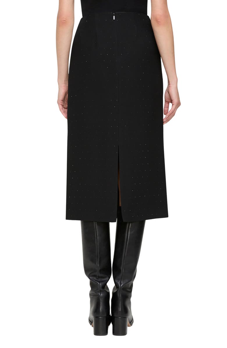 Lafayette 148 New York Crystal Embellished Wool & Silk Pencil Skirt, Alternate, color, Black