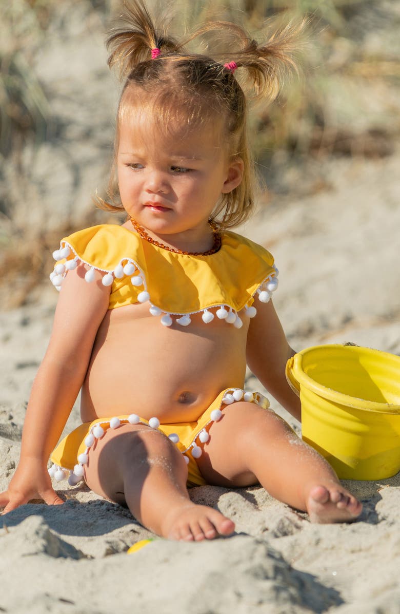 Snapper Rock Kids' Hello Yellow Flounce Two-Piece Swimsuit, Alternate, color, 