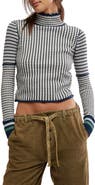 Free People Gamer Cuff Crop Stretch Cotton Blend Sweater
