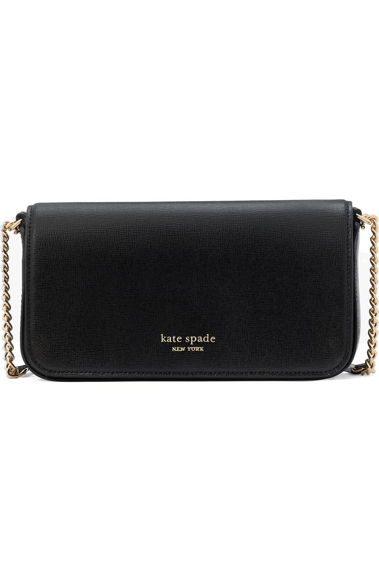 Kate Spade New York devin saffiano flap clutch, Main, color, Black