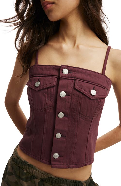 Cotton On Willow Denim Corset In Burgundy