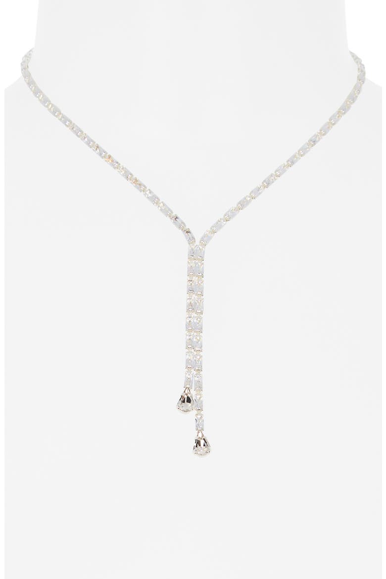 Cubic Zirconia Double Drop Y-Necklace, Alternate, color, CLEAR- SILVER