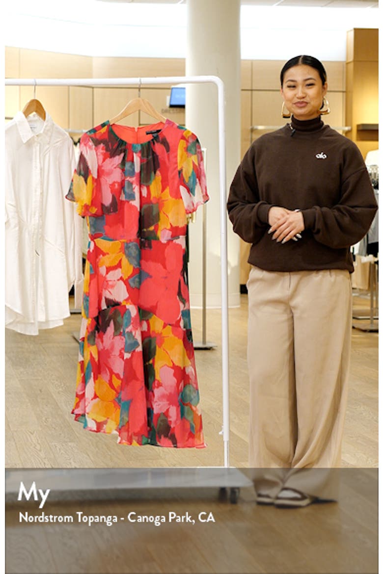 Print Flutter Sleeve Asymmetric Midi Dress video