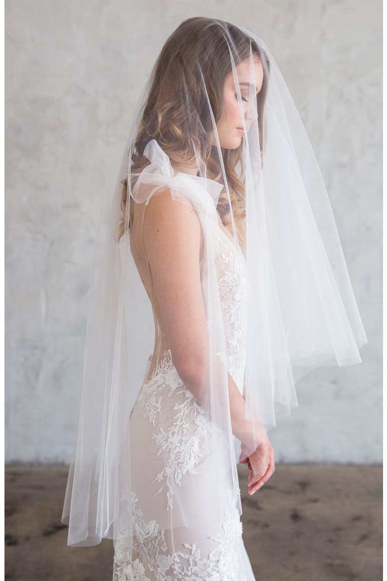 Danton Tulle Fingertip Veil, Alternate, color, IVORY