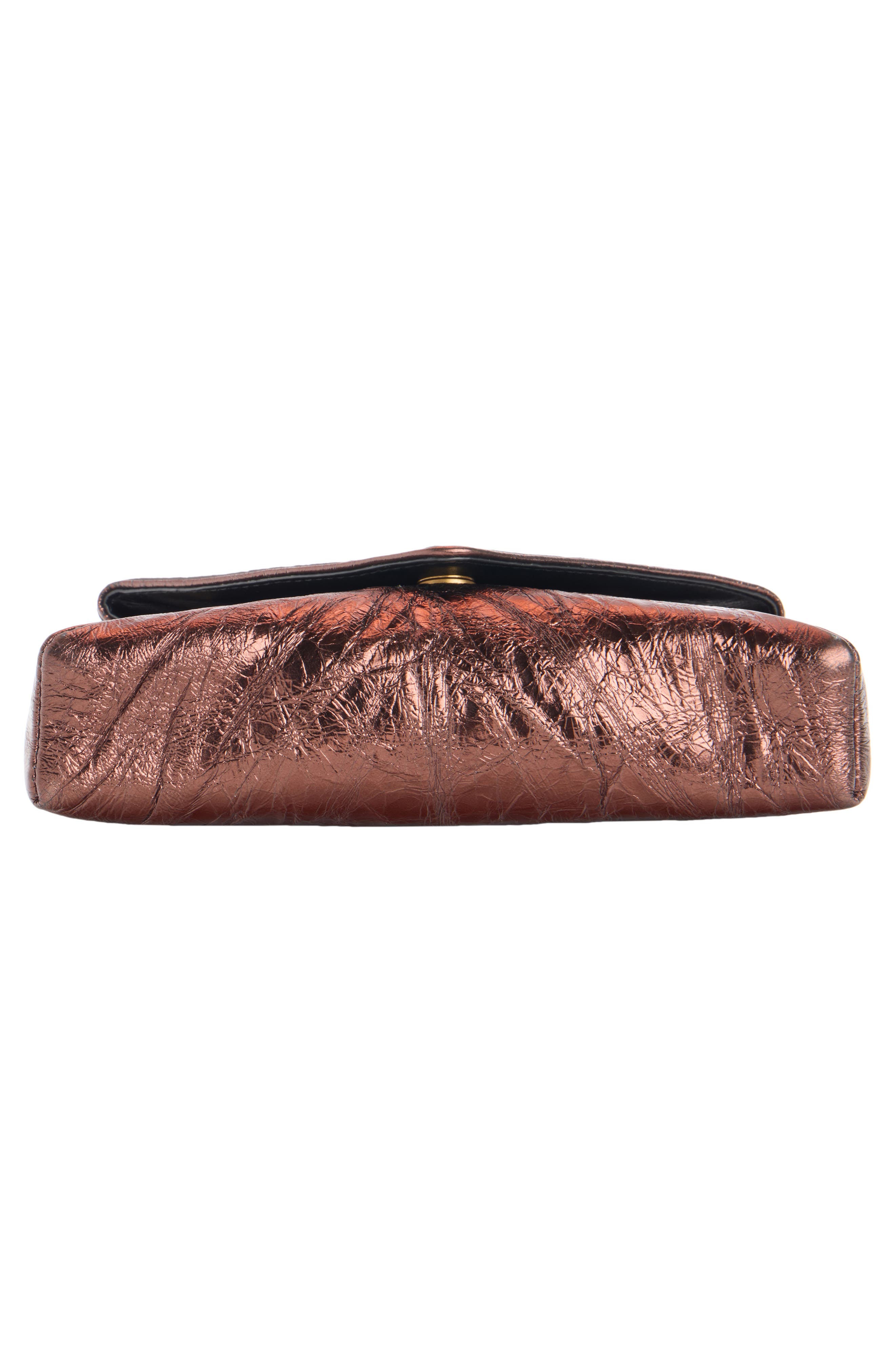 Metallic Lambskin Leather Envelope Clutch, Alternate, color, CHOCO 702